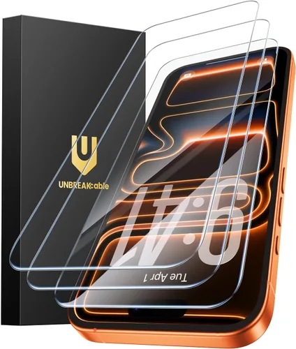 Miniatura 9 de UNBREAKcable Paquete de 3 protectores de pantalla para iPhone 17 Pro Max, vidrio templado doble inastillable [marco de fácil instalación]