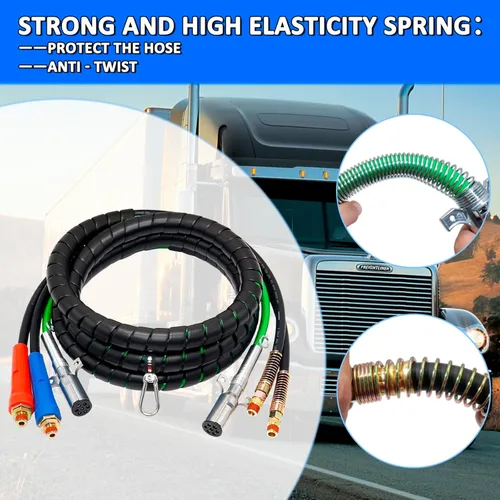 Miniatura 6 de Cable eléctrico de 7 vías de ABS y Power Air Line de 15 pies 3 en 1 con agarre de mango para tractor de remolque semirremolque