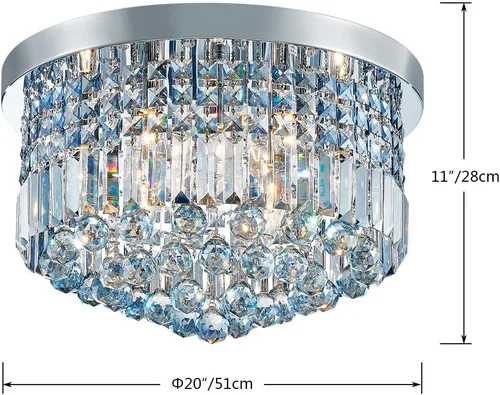 Miniatura 3 de Saint Mossi - Lámpara de araña de cristal K9 moderna de 9 luces, montaje empotrado, perfecto para comedor, baño, dormitorio, base de bombilla E12