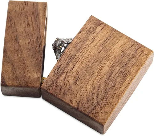 Miniatura 4 de Caja de anillo curvada delgada para propuesta - Caja de anillo de compromiso de madera - Ideas de regalo de cumpleaños de aniversario de viaje