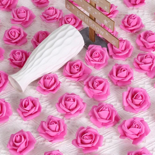 Miniatura 2 de Rosas artificiales, 200 piezas de cabezas de flores de rosas artificiales para manualidades, rosas de espuma de 1.97 pulgadas, cabezas de rosas Rosa