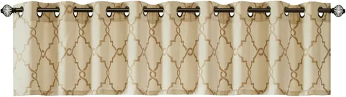 Miniatura 6 de Madison Park Saratoga cenefa con ojales para ventana con estampado de calado filtrante de luz, para sala de estar, dormitorio y cocina, 50 x 18