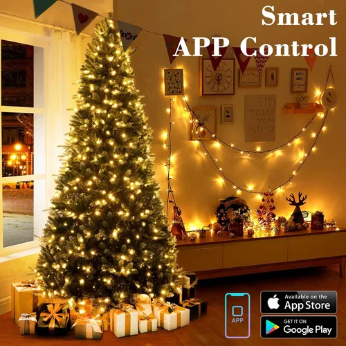 Miniatura 4 de Brizled - Tira de luces inteligentes para Navidad, 20 metros / 66 pies, 200 luces LED que cambian de color, control por aplicación y voz, luces