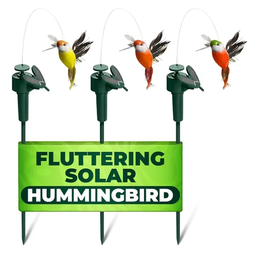 3 estacas solares de colibrí para jardín que se mueven como pájaros reales, estacas decorativas de jardín, decoración de colibrí en movimiento,