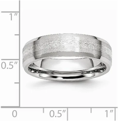 Miniatura 6 de Anillo de plata de ley 925 con incrustaciones de cobalto macizo, borde biselado de 0.236in, acabado mate cepillado