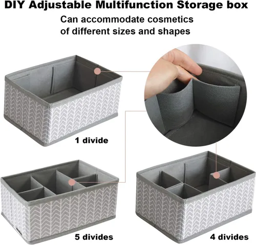 Miniatura 9 de Contenedores de almacenamiento de cosméticos, organizador de maquillaje, caja de almacenamiento multifunción ajustable, divisor de cajón