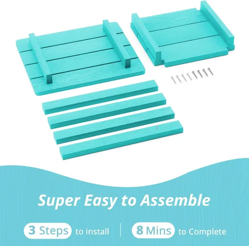 Miniatura 8 de LUE BONA - Mesa auxiliar de exterior Adirondack, mesa auxiliar de patio de 2 niveles Aruba Blue HDPS, mesa auxiliar resistente a la intemperie, mesa