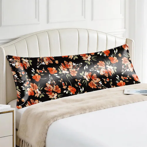 Miniatura 69 de EXQ Home - Funda de almohada de satén para cuidar el cabello y la piel, tamaño estándar, de seda con estampado negro, juego de 2 fundas con cierre