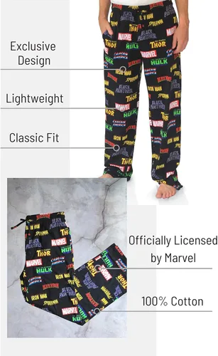 Miniatura 3 de Marvel Pijama clásico con logotipo de cómic para hombre