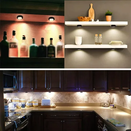 Miniatura 7 de Luces LED de disco de 13 colores con control remoto Iluminación inalámbrica con batería adhesiva debajo del gabinete Luces regulables que Blanco