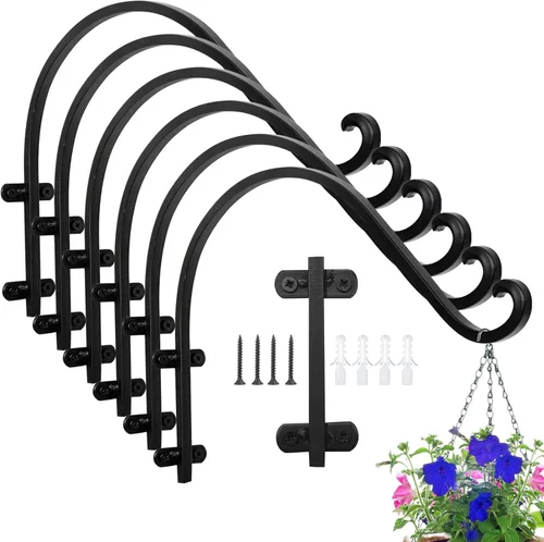 Miniatura 9 de Paquete de 4 ganchos para plantas al aire libre, cesta colgante de 12 pulgadas para plantas al aire libre, soporte resistente para colgar plantas