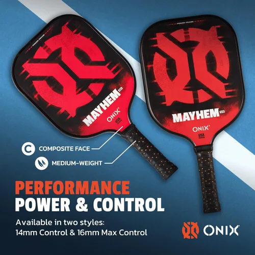 Miniatura 6 de Onix Mayhem Patented ThermoFused Technology Carbon Fiber Power Frame Polypropylene Honeycomb Core Performance Power and Control Pickleball Paddle