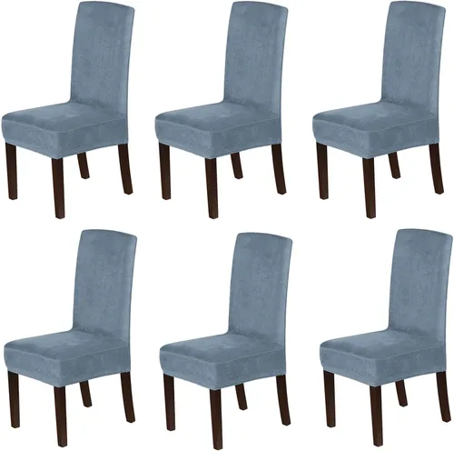 Miniatura 21 de Juego de 4 fundas de terciopelo para sillas de comedor, fundas para sillas de comedor con respaldo alto, protectores de silla de gamuza suaves