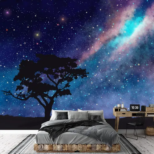 Miniatura 30 de SIGNFORD Adhesivo mural removible para pared, mármol de granito, ondas doradas, cordillera, sol, naturaleza, desierto, ilustraciones, arte rústico