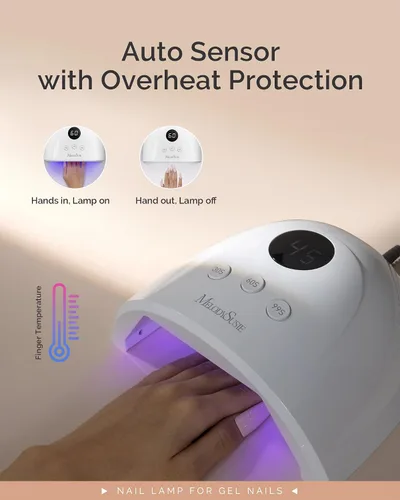 Miniatura 4 de MelodySusie Lámpara de Uñas LED UV Compacta Avanzada, Secadora de Uñas P-Plus30F con 3 Temporizadores y Sensor Inteligente que Cura Todos los Geles