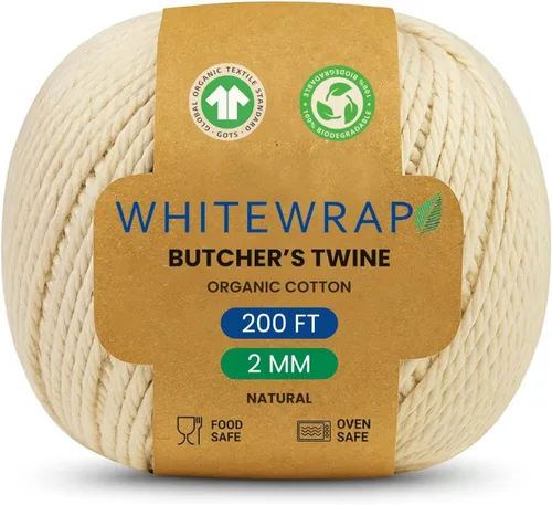 Miniatura 19 de Cordel de carnicero orgánico prémium Algodón natural de 0.047 in, 1000 pies – Apto para horno para pavo, asar carne y hornear Fuerte y versátil