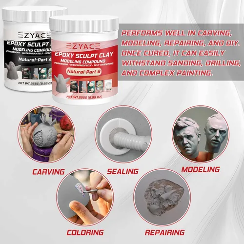 Miniatura 2 de Arcilla Epoxy, Arcilla Esculpida Mágica Epoxy, Compuesto de Modelado de 2 Partes (A & B) de Arcillas Esculpidas Mágicas Epoxy para Esculpir, Natural
