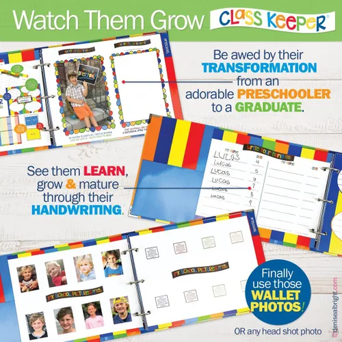 Miniatura 7 de Libro de recuerdos escolares Class Keeper Álbum de recortes para niños – preescolar a universidad Bolsillo de recuerdo para cada grado Páginas