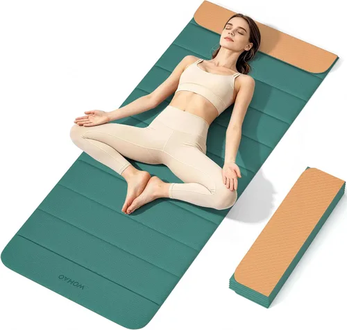 Miniatura 9 de Esterilla de yoga POE de 12 pliegues de 75 x 26 x 0.4 pulgadas, antideslizante, compacta y apta para yoga, pilates, entrenamiento de fuerza
