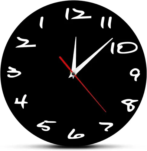 Miniatura 10 de Geek Alerts Reloj de pared con movimiento silencioso inverso con control de sonido, luz nocturna LED, funciona con pilas, números inusuales de 12