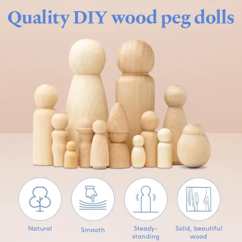 Miniatura 2 de Muñecas de Clavija de Madera, Personas de Clavija de Madera con Forma de Gnomo de 2-3/4 Pulgadas, Paquete de 25 Muñecas de Madera para Jugar