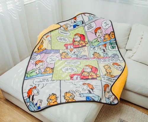 Miniatura 4 de Garfield and Jon - Manta de forro polar Sherpa con paneles de cómic, funda de poliéster suave para sofá, cama, 50 x 60 pulgadas
