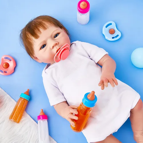 Miniatura 4 de Seematn 7 Piezas Accesorios de Biberones para Muñecas Bebé Juego de Alimentación de Muñecas Biberones que Desaparecen de Leche y Jugo con Chupete