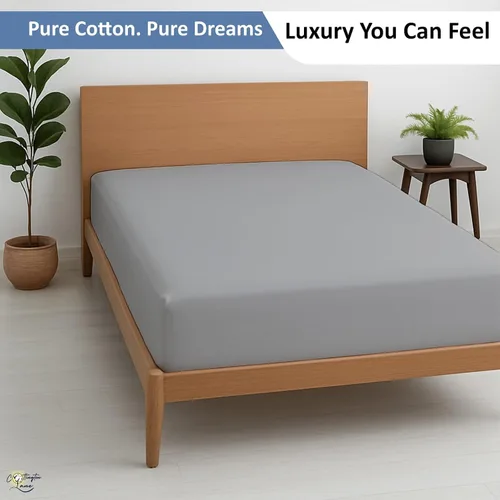 Miniatura 7 de Cottington Lane Sábana bajera ajustable de 1 pieza tamaño King solamente, algodón egipcio de calidad hotelera premium, sábanas inferiores con Gris