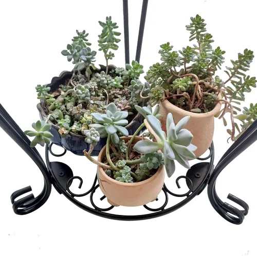 Miniatura 6 de CASIMR - Soporte para plantas de 2 niveles, estante de metal para macetas de 19.2 pulgadas de alto, estante múltiple para macetas para interiores