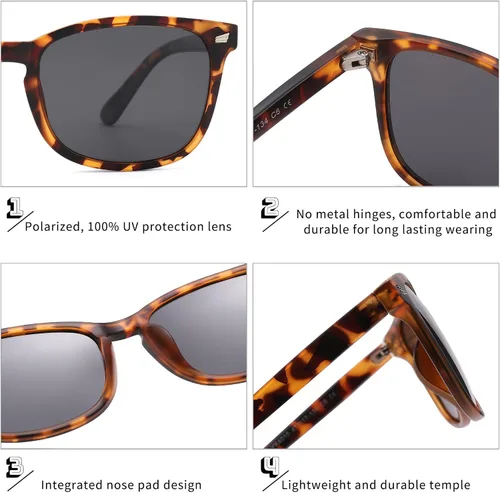 Miniatura 4 de COASION Lentes de sol polarizados para niños, protección UV 400, para niñas y niños, estilo retro clásico, para niños de 3 a 12 años