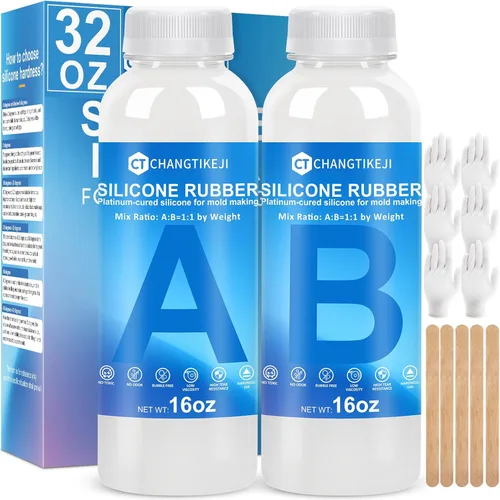 Kit de fabricación de moldes de silicona, silicona líquida elástica 10A de 32 onzas para moldear moldes de resina y moldes de velas y jabón, goma de