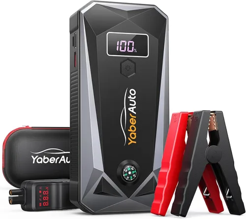 YaberAuto Arrancador de Batería 5000A Pico 21800mAh Arrancador de Batería Portátil (Motor de Gasolina 9.0L, Motor Diesel 8.0L), Arrancador de