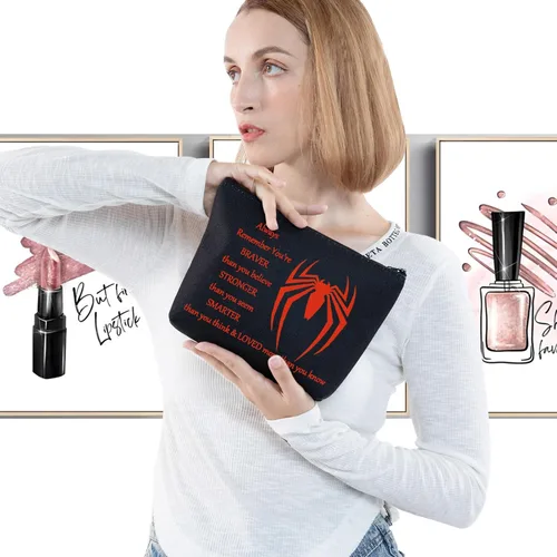 Miniatura 3 de LEVLO Bolsa de maquillaje de película de araña, regalo inspirado en los fanáticos de la película, eres más valiente, más fuerte y más inteligente