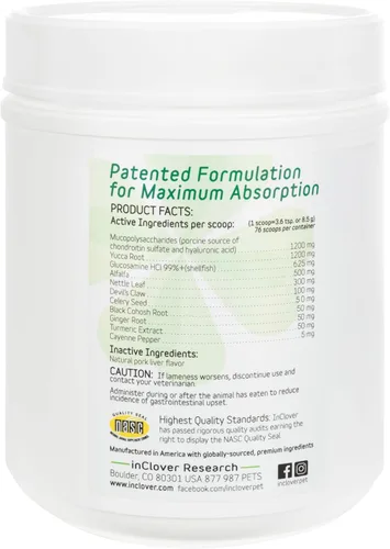 Miniatura 8 de InClover Connectin Suplemento natural para cadera y articulaciones para gatos con glucosamina, condroitina y ácido hialurónico, polvo