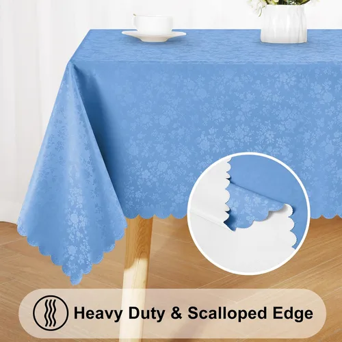 Miniatura 4 de Smiry Mantel cuadrado, mantel de vinilo resistente al agua, lavable, para cocina y comedor (azul bebé, 54 x 54 pulgadas)