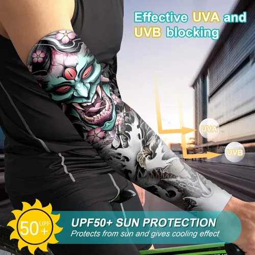 Miniatura 3 de Aresvns Halloween Makeup Tattoo sleeves, Premium Cooling Arm Sleeves for Men and Women UV Sun Protection Arm Sleeves Yu2