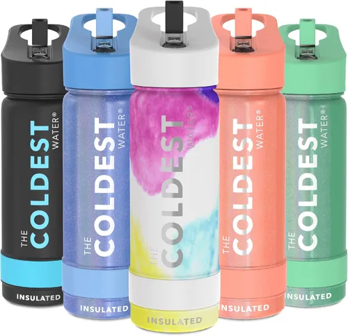 Miniatura 88 de Coldest - Botella para agua con tapa que incluye pajilla, térmica y metálica (acero inoxidable), para hombres y mujeres, color morado