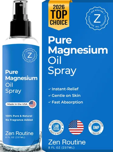 Miniatura 10 de Spray de aceite de magnesio puro de 12 onzas – Magnesio tópico de grado USP premium para pies, cuerpo y músculos – Ayuda con calambres