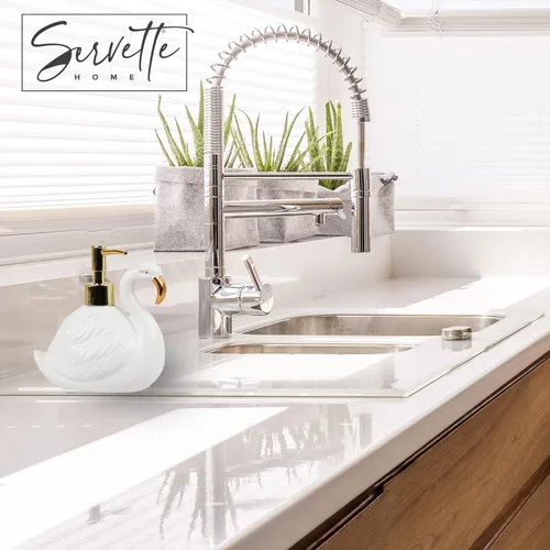 Miniatura 2 de Dispensador de jabón flamenco con bomba para fregadero de baño o cocina, cisne blanco