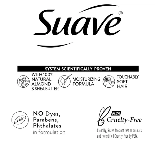 Miniatura 17 de Suave Professionals Champú hidratante para cabello seco Manteca de almendras y karité sin parabenos y sin colorantes, 28 onzas, paquete de 4