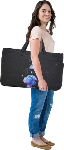 Miniatura 4 de HEALTHY DREAM Elegante bolso de mano para mujer Bolso grande con asas de correa para el hombro yoga, playa, deportes, naturaleza y compras