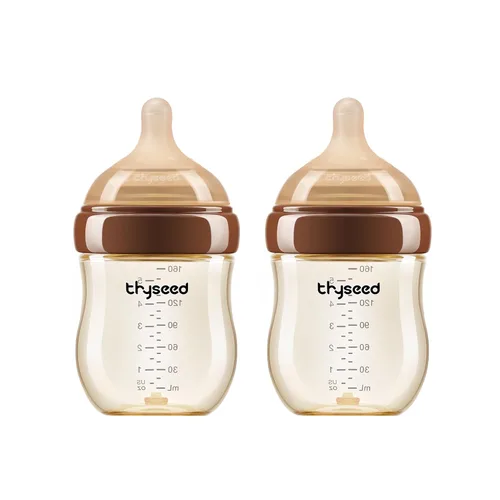 Miniatura 12 de Thyseed Biberones naturales anti-cólicos de PPSU para bebés Botella de lactancia tipo seno para bebés amamantados con pezón (2-3 meses), 5 oz, 1