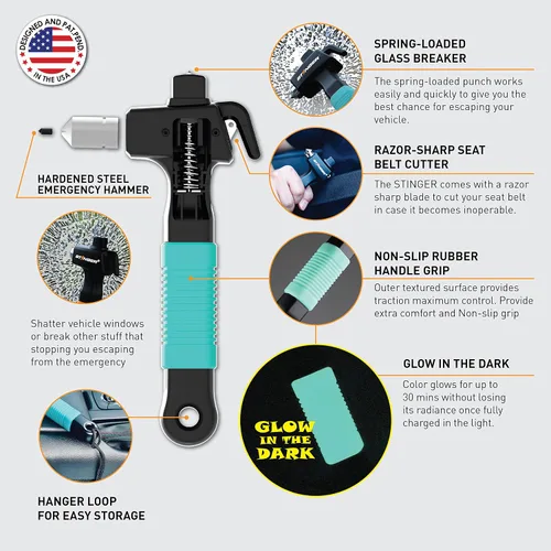 Miniatura 2 de Stinger Super Duty Herramienta de escape de emergencia para automóvil, martillo de seguridad de vehículo de acero al carbono endurecido, 1 pieza