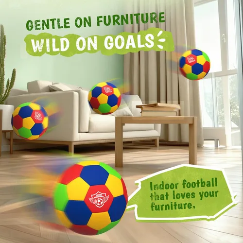 Miniatura 4 de HopeRock Pelota de Fútbol Blanda de Espuma para Interior Tamaño 4 para Niños para Tu Hogar, Ligera Segura y Divertida para Entrenamiento