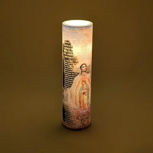 Miniatura 7 de Nuestra Señora de Guadulpe con Juan Diego, vela de oración devocional sin llama LED