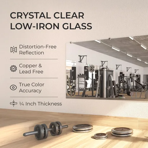 Miniatura 4 de Fab Glass and Mirror Espejo grande de gimnasio para gimnasio en casa, 48 x 32 pulgadas, montaje en pared de vidrio recocido ultra transparente