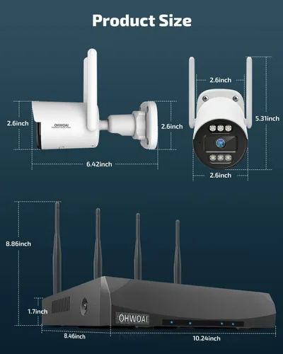 Miniatura 9 de 《130°Ángulo Amplio y Audio Bidireccional》Sistema de Cámara de Seguridad Inalámbrica para Exteriores, Sistemas de Cámaras WiFi, Kits de DVR