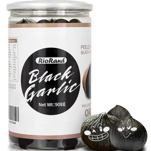 Miniatura 9 de RioRand Ajo negro entero y pelado fermentado de 90 días sin conservantes añadidos listos para comer para aperitivos y cocinar, 32.45 oz y 2.03 libras