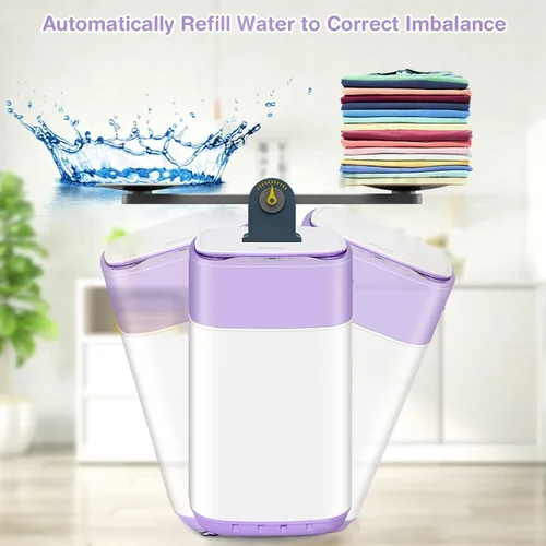 Miniatura 3 de COSTWAY Lavadora Portátil, Capacidad de 8 Libras, Bomba de Drenaje Integrada, Lavadora Compacta de Lavandería con 6 Programas, 6 Niveles de Agua
