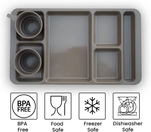 Miniatura 2 de Bandeja de campamento - Bandeja de comida de 3 piezas con taza y tazón sin BPA, fabricada en Estados Unidos